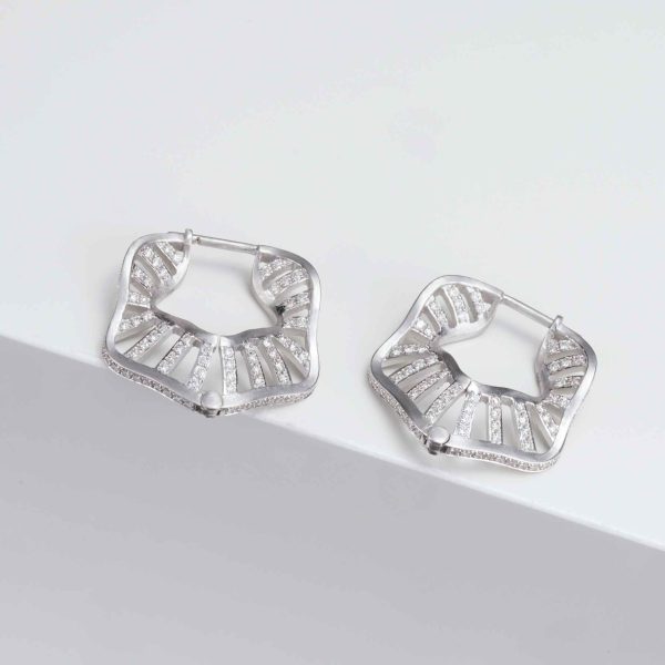 Signature Hoops Full Pavé Diamonds with Diamonds Border 18mm - Image 2