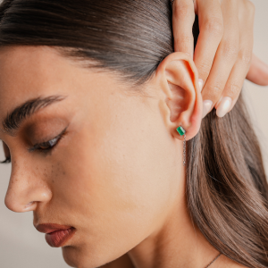 Linked Emerald Earring